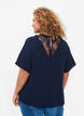 Blouse met korte mouwen en kant , Navy Blazer, Model image number 1
