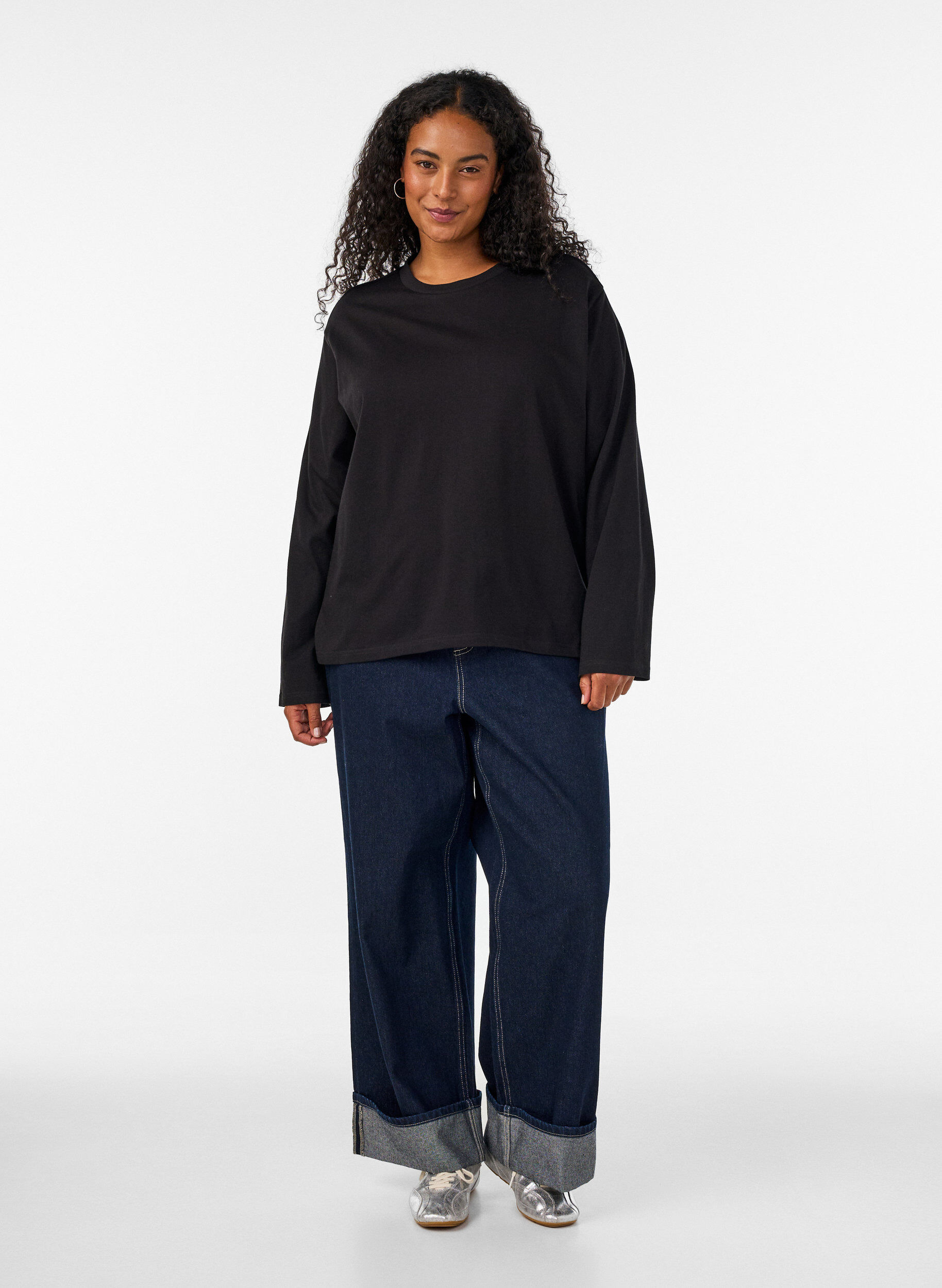 ZizziBasic T-shirt met lange mouwen, Zwart, Model image number 1
