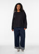 Basic T-shirt met lange mouwen, Zwart, Model image number 1