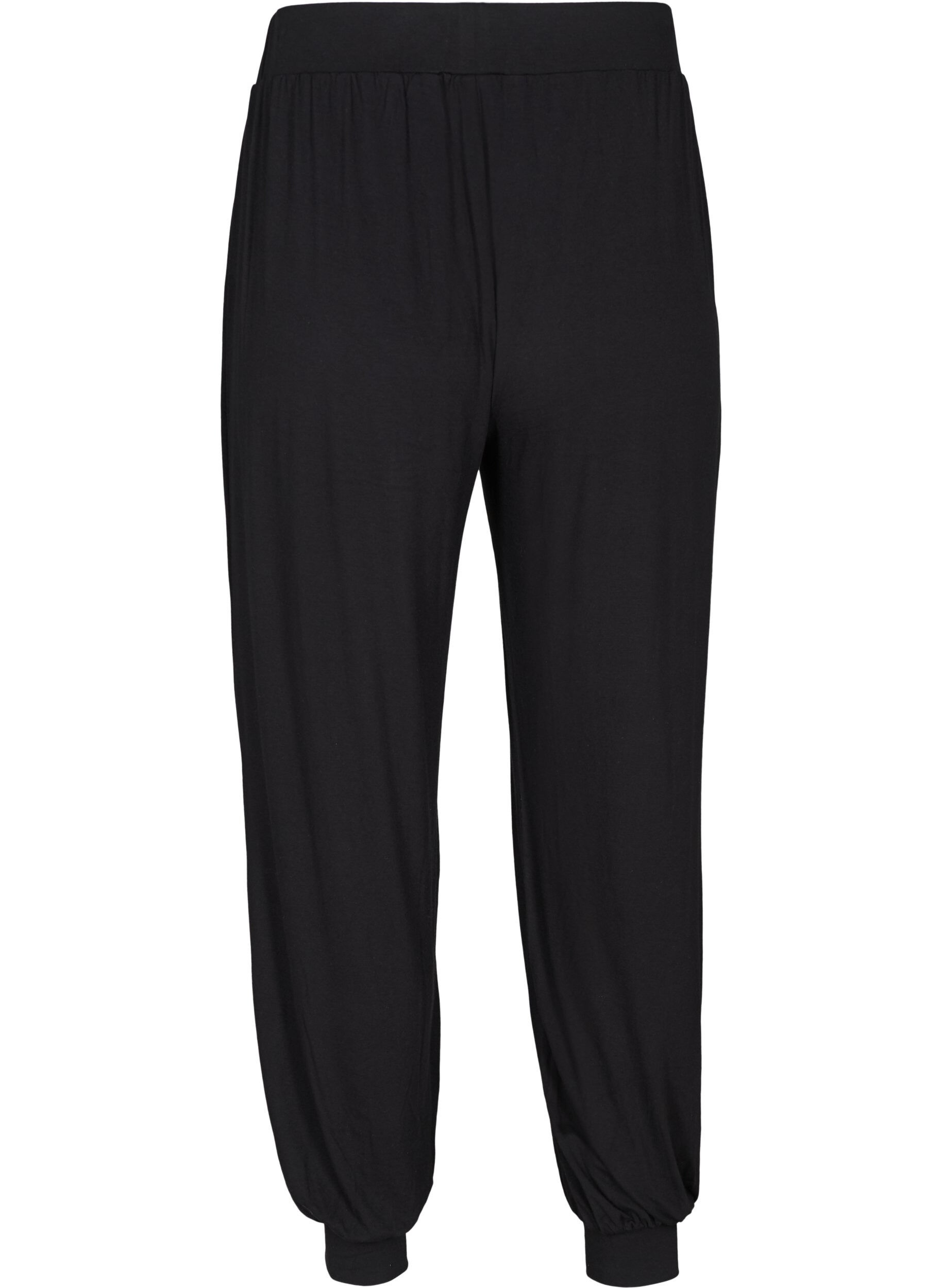 Zizzi Losse viscose broek met zakken, Black, Packshot image number 1