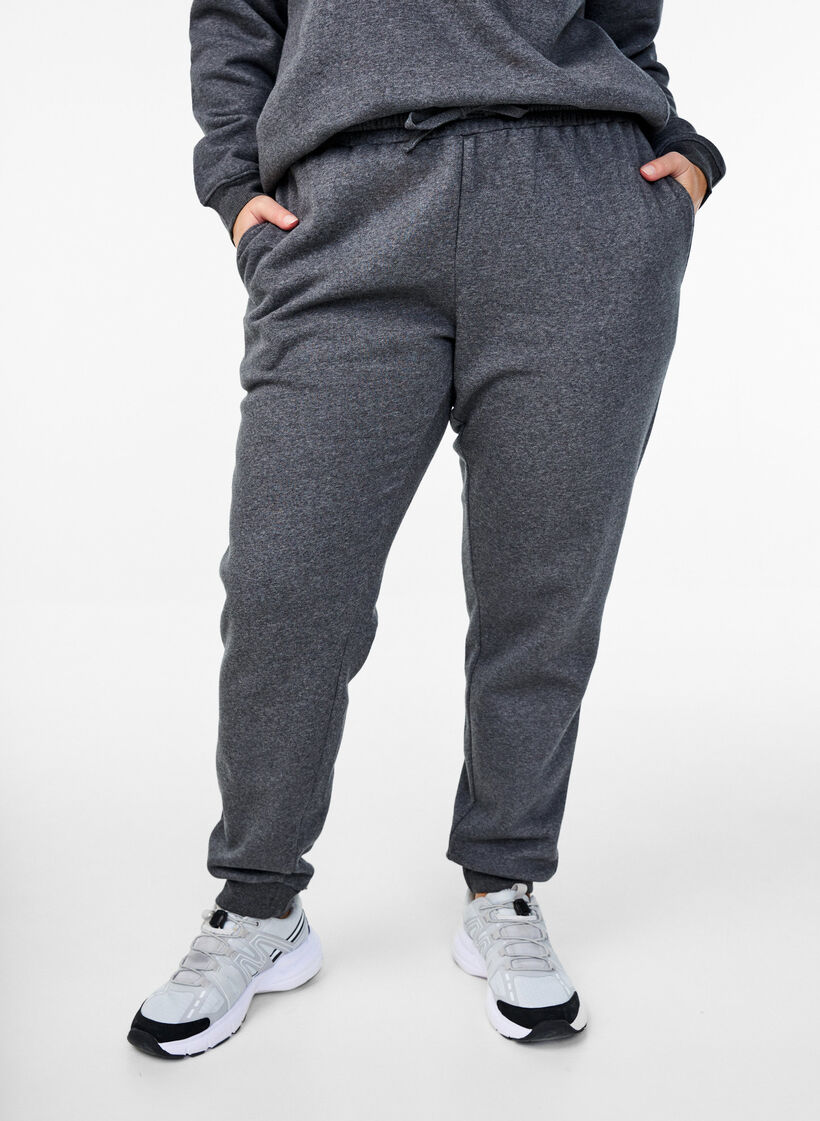 Sweatpants met hoge taille, Grijs, Model image number 2