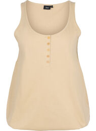 Katoenen top met elastiek in de onderkant en effen kleur, Humus
