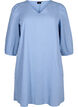 Korte jurk van katoenmix met linnen, Faded Denim, Packshot image number 0