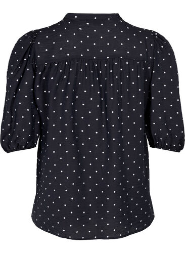 Gestippelde blouse met 3/4 mouwen in viscose, Black Dot, Packshot image number 1