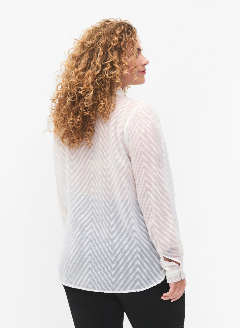 Shirtblouse met ruches en gedessineerde textuur, Snow White, Model image number 1