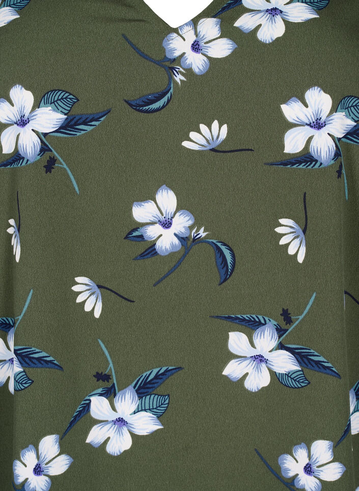 FLASH - Tuniek met v-hals en print, Olive Night Flower, Packshot image number 2