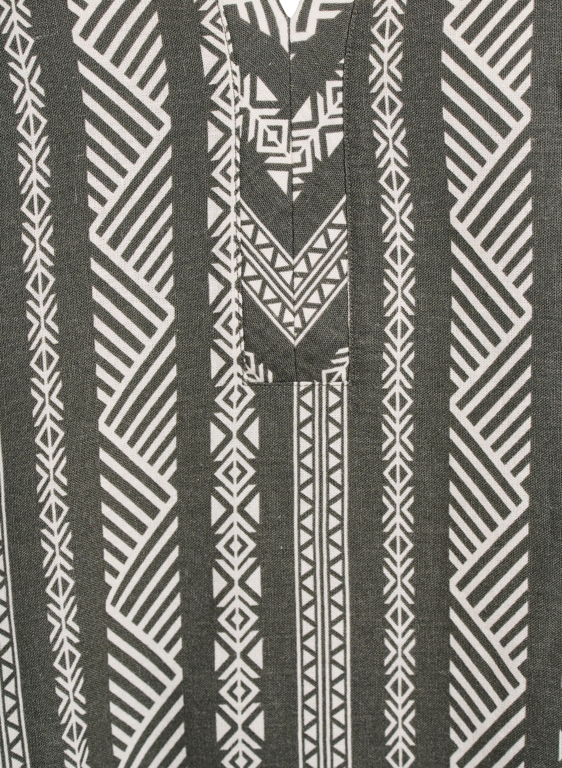 Zizzi Gestreepte blouse in een mix van linnen en viscose, Groen, Packshot image number 2