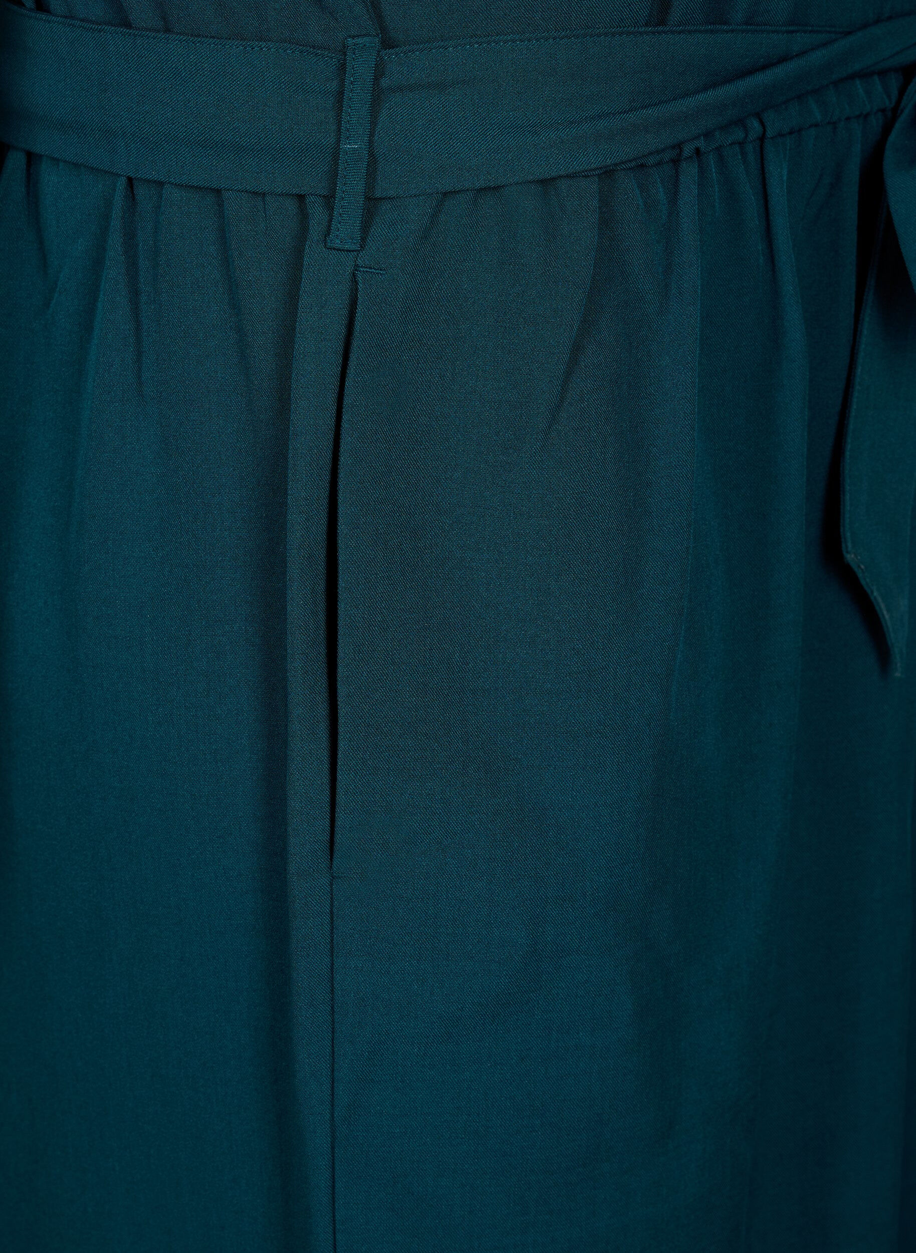 Zizzi Jumpsuit met riem en korte mouwen, Sea Moss Melange, Packshot image number 3