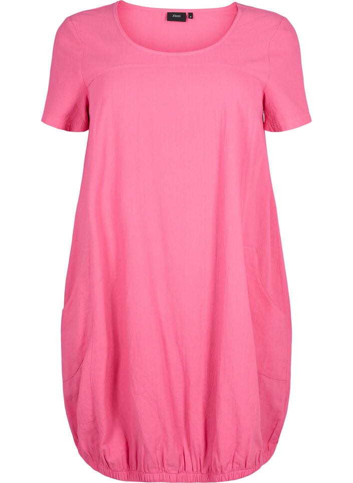 Jurk van katoen met korte mouwen, Roze, Packshot image number 0
