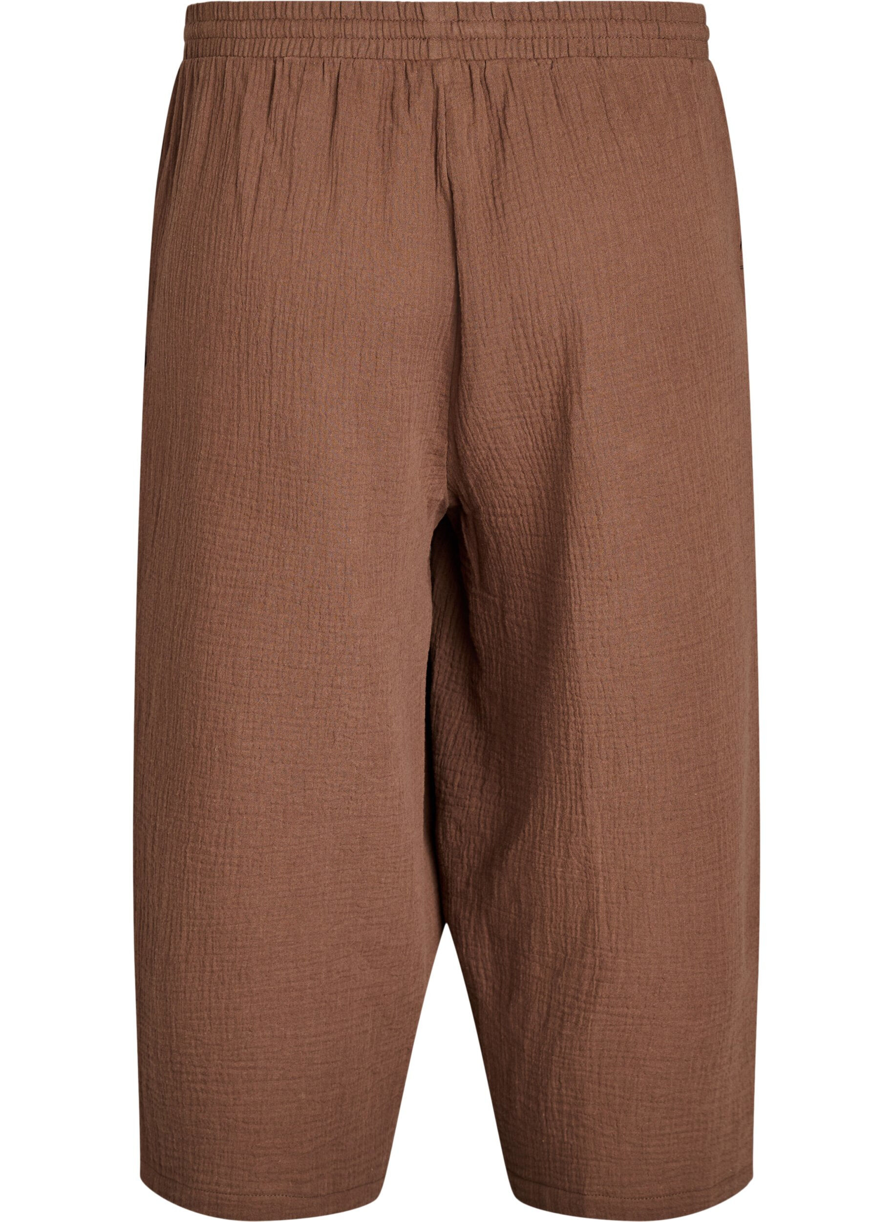 Zizzi Culotte broek van katoen met hoge taille, Bruin, Packshot image number 1