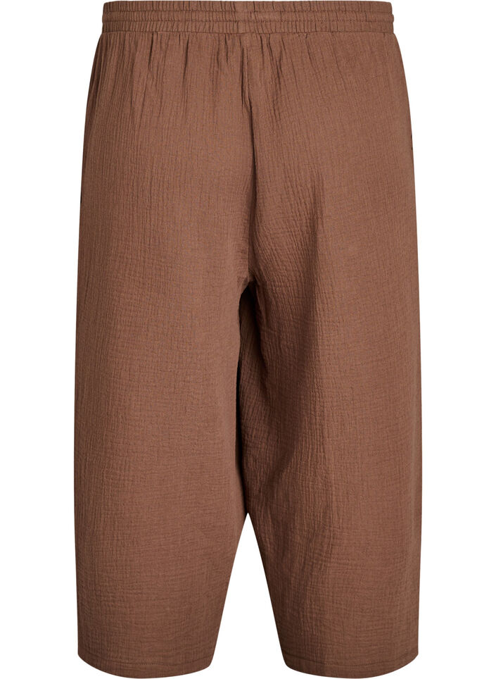 Culotte broek van katoen met hoge taille, Bruin, Packshot image number 1
