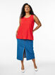 Mouwloze top met textuur, Rood, Model image number 1
