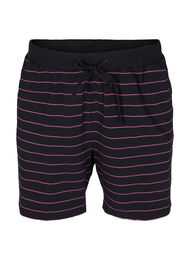 Losse katoenen shorts met strepen, Black w. Purple