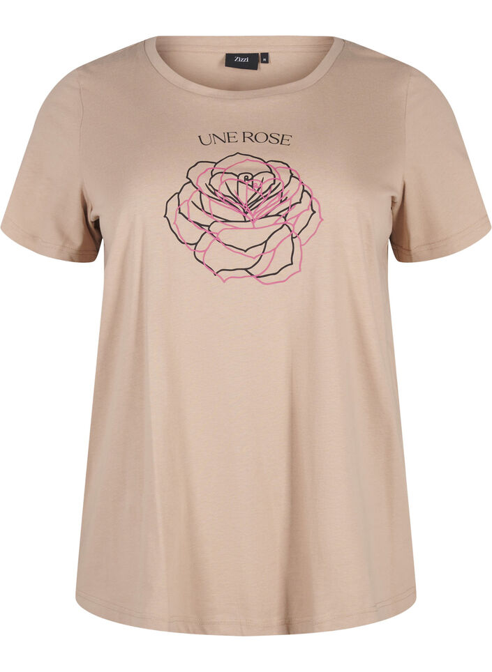 Katoenen T-shirt met opdruk, S. Mink w. Flower, Packshot image number 0