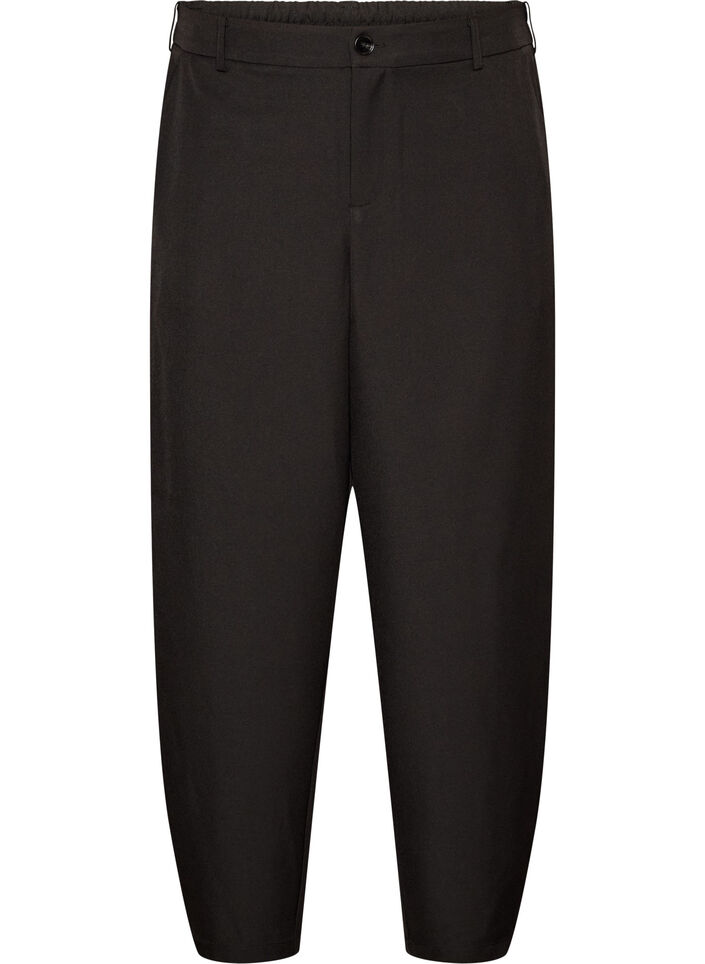 Broek met hoge taille en barrel fit, Zwart, Packshot image number 0