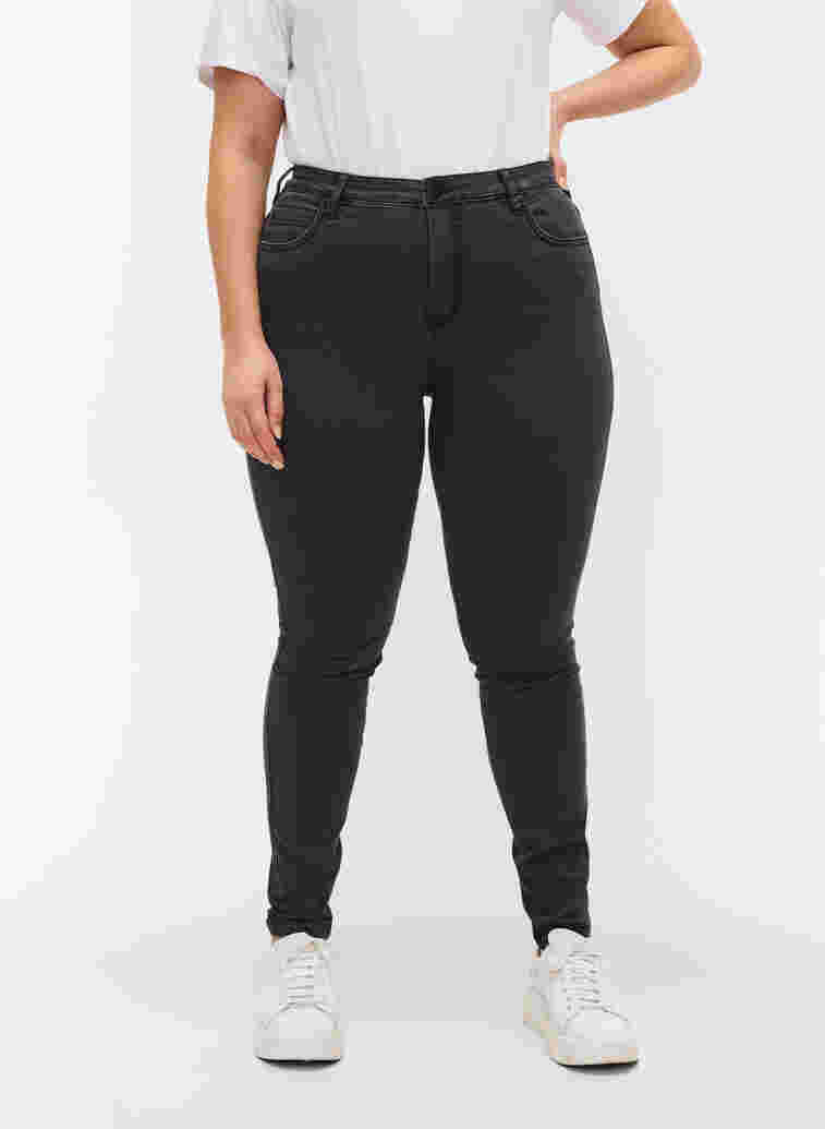 super slim fit Amy jeans met hoge taille, Grey Denim, Model image number 3