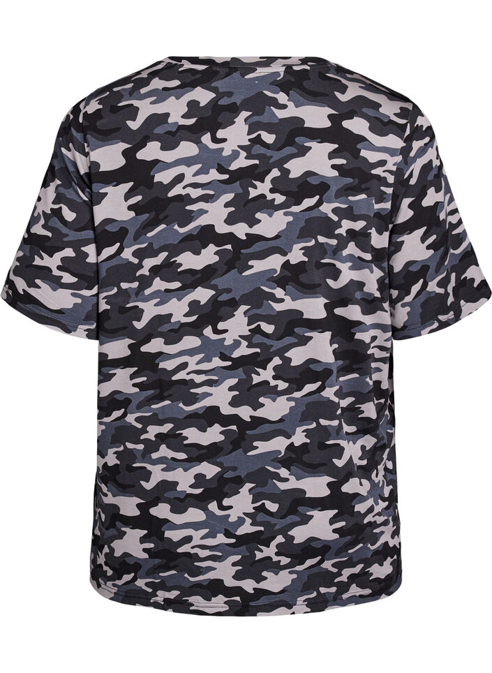 T-shirt met TENCEL&trade; Lyocell en camouflageprint, Grijs, Packshot image number 1