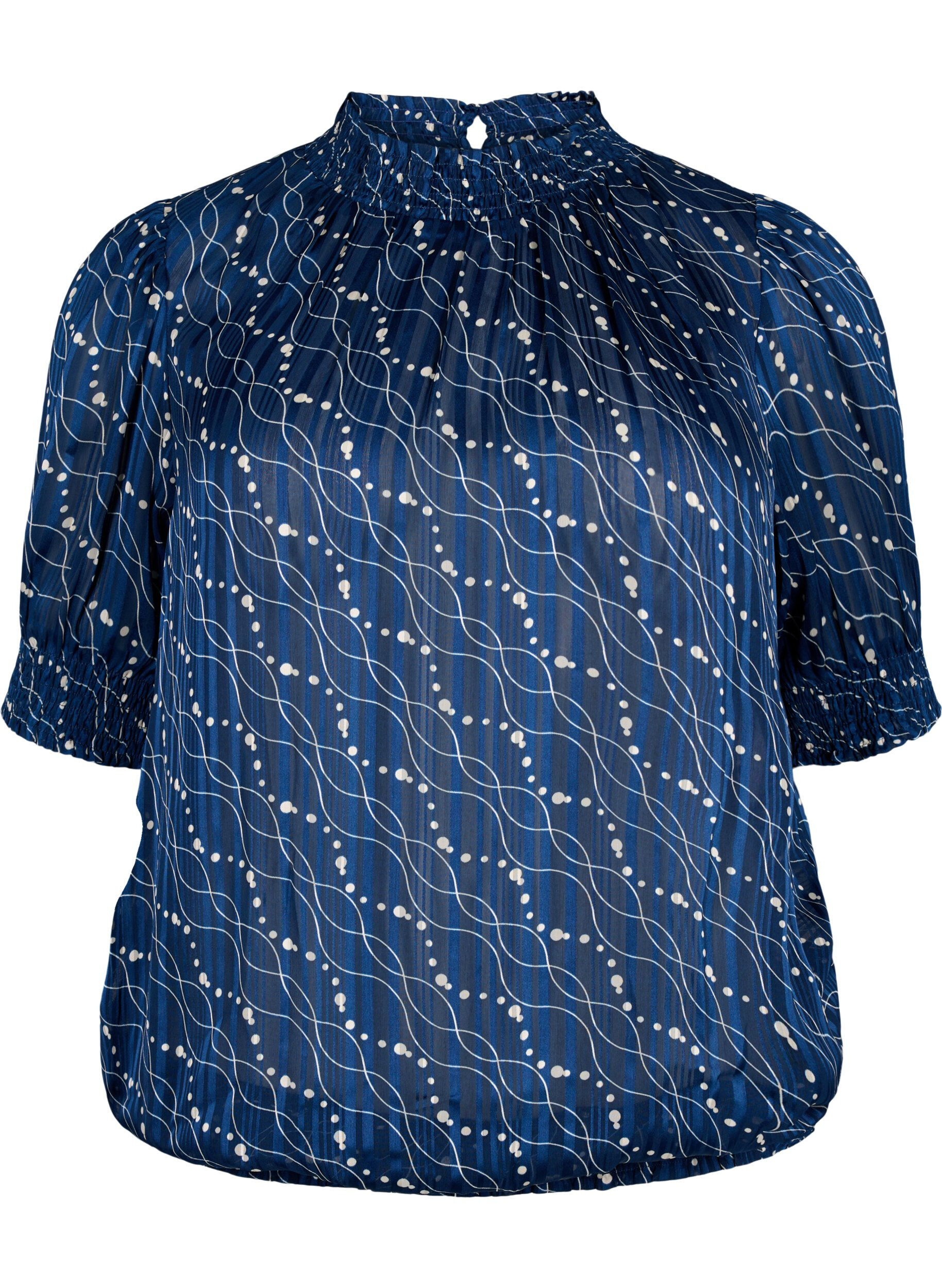 Zizzi  Smock-blouse met korte mouwen en print, Dress Bl. Swirl AOP, Packshot image number 0