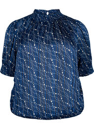  Smock-blouse met korte mouwen en print, Dress Bl. Swirl AOP