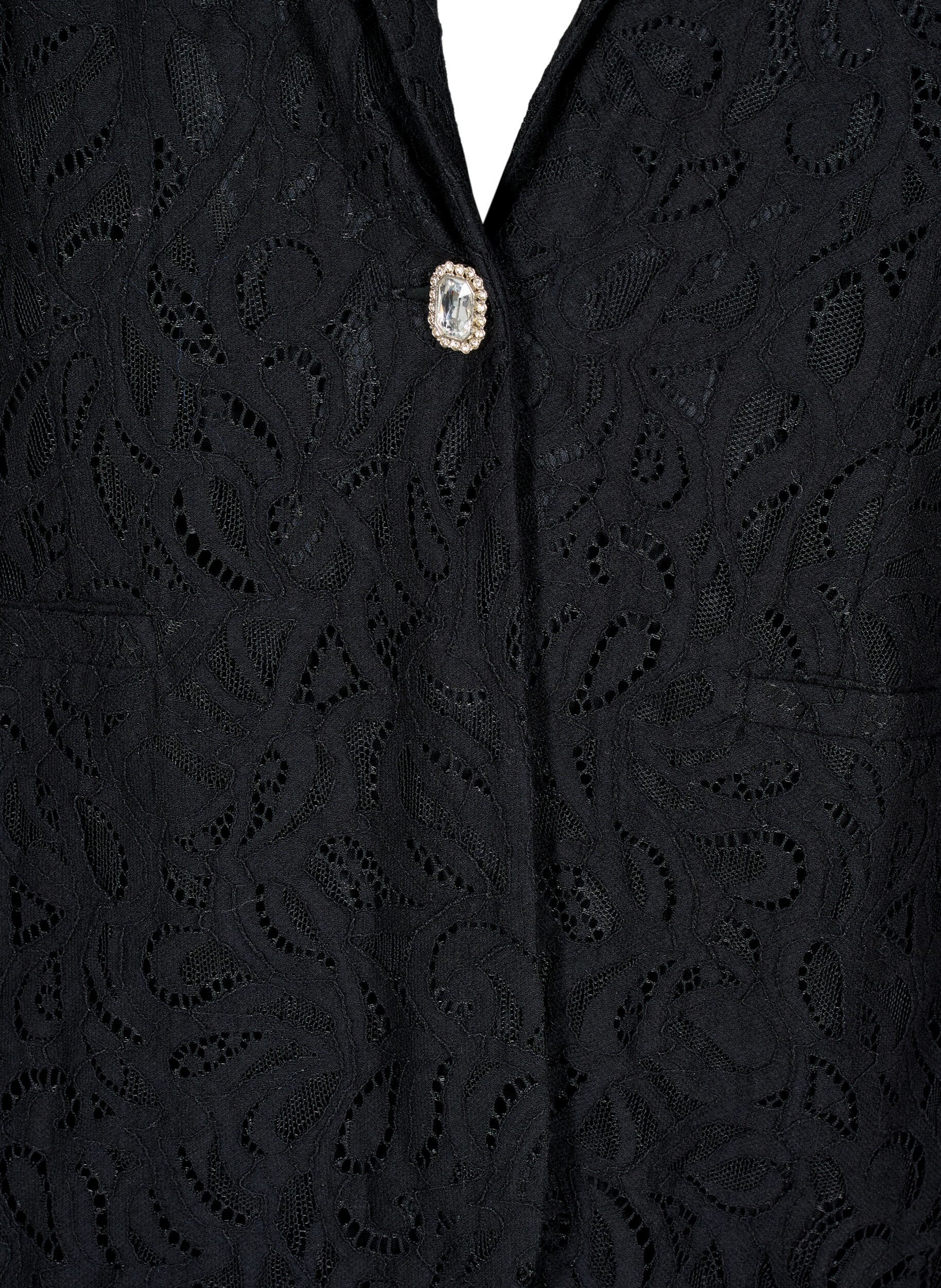 Zizzi Kanten blazer met zakken, Black, Packshot image number 2