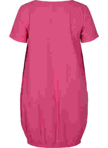 Katoenen jurk met korte mouwen, Beetroot Purple, Packshot image number 1