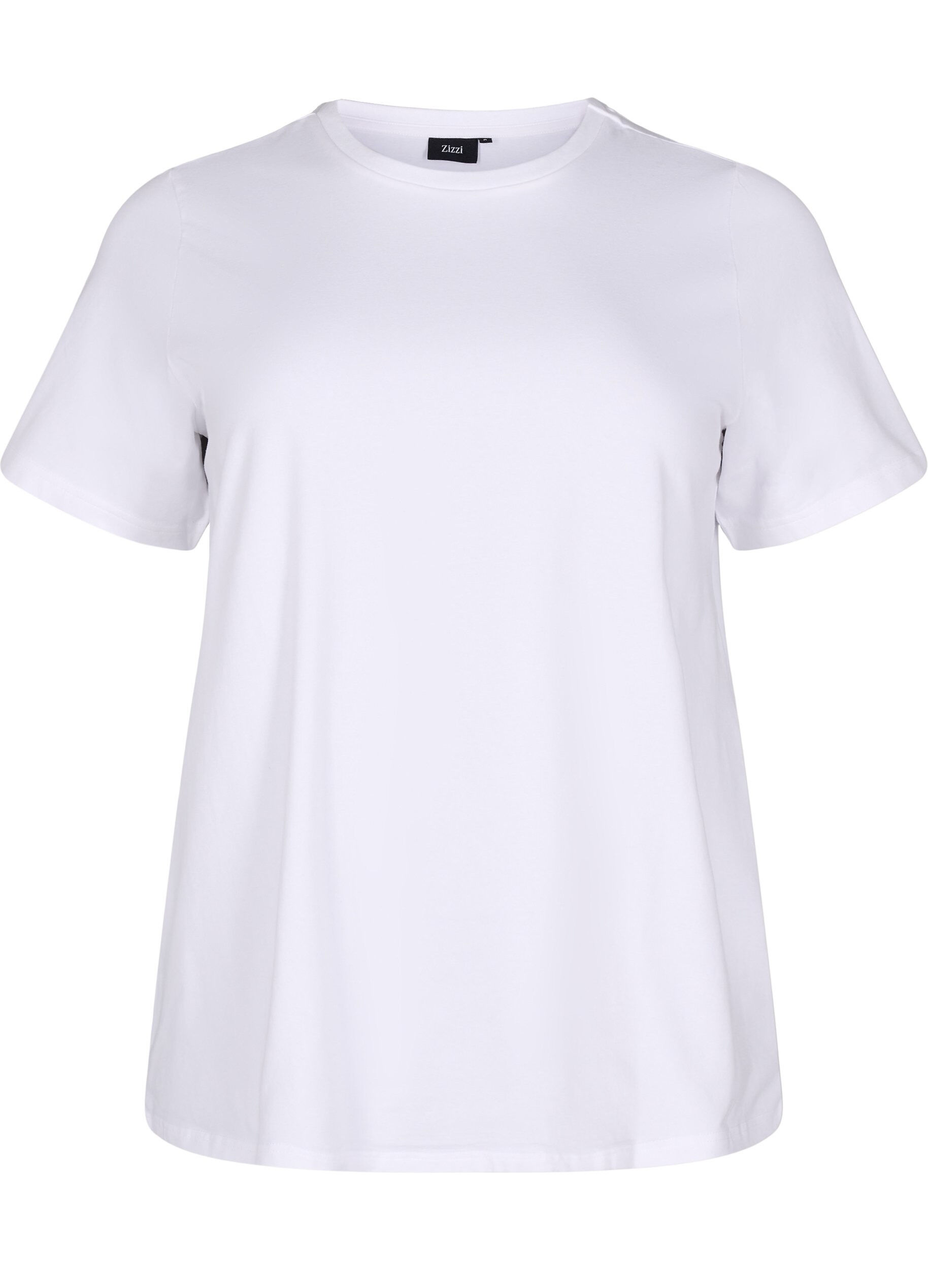 Zizzi T-shirt in biologisch katoen met een ronde hals, Bright White, Packshot image number 0