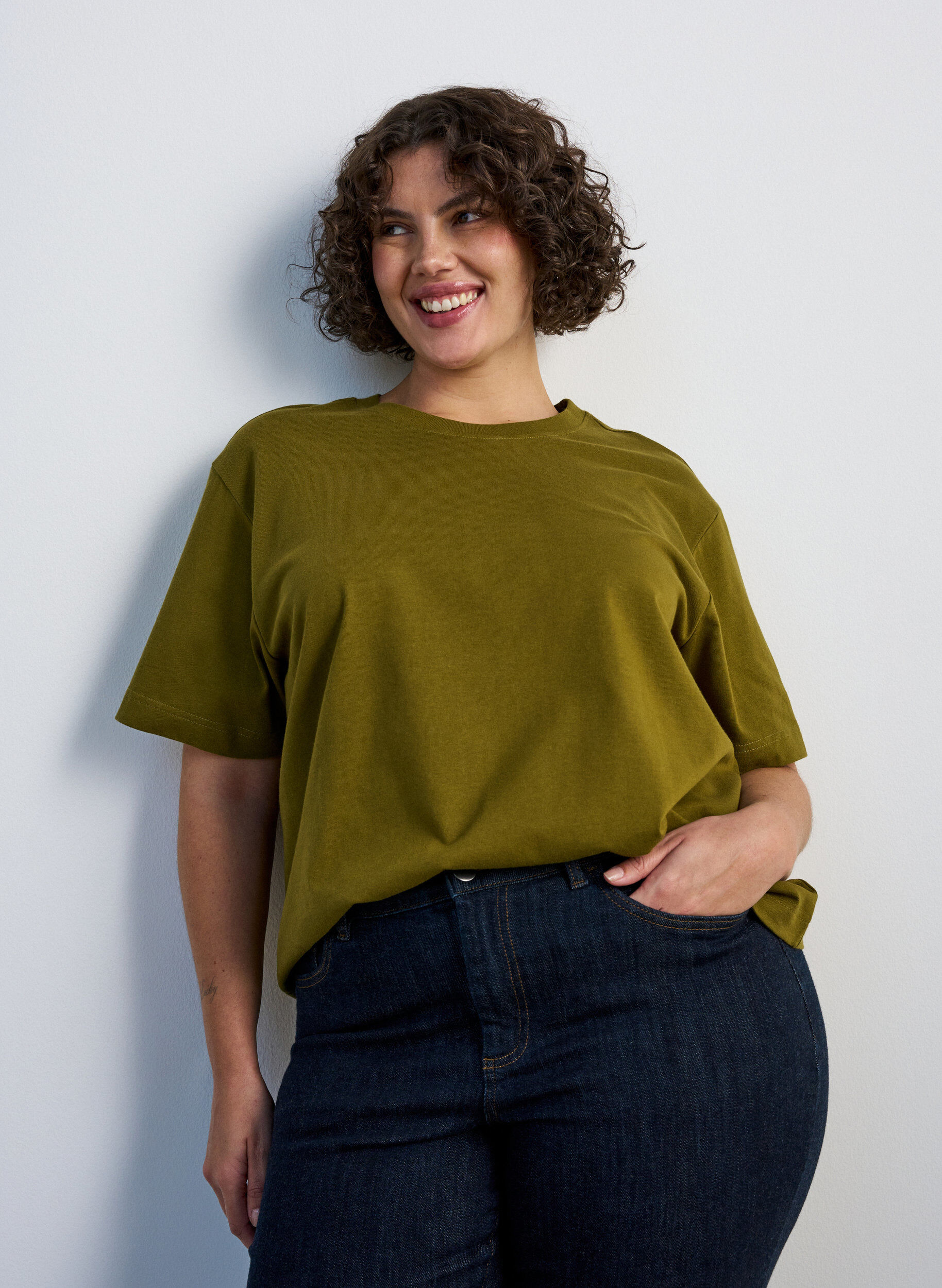 ZizziBoxy katoenen T-shirt, 2262, Model image number 0