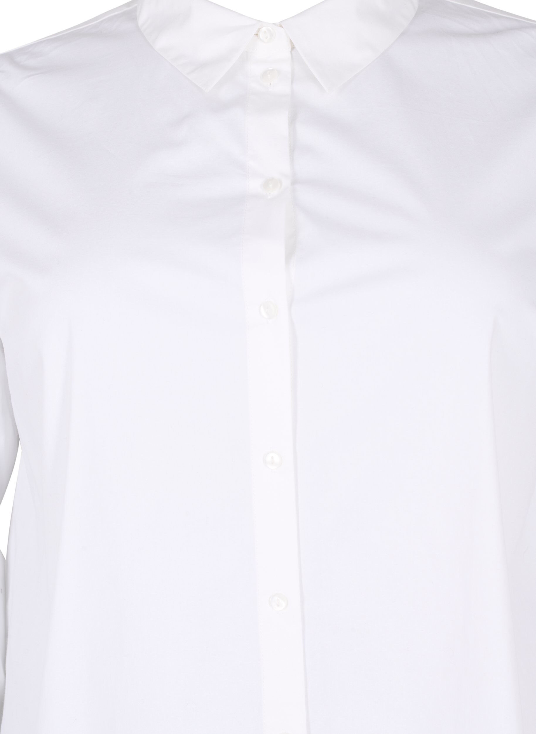 Zizzi Lange katoenen shirt, Bright White, Packshot image number 2