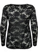 Kanten blouse met V-hals en lange mouw, Black, Packshot image number 1