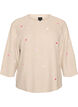 Gebreide blouse met kleine geborduurde motieven, Beige, Packshot image number 0