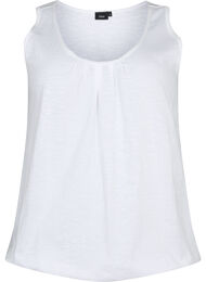 Katoenen top met kanten rand, Bright White