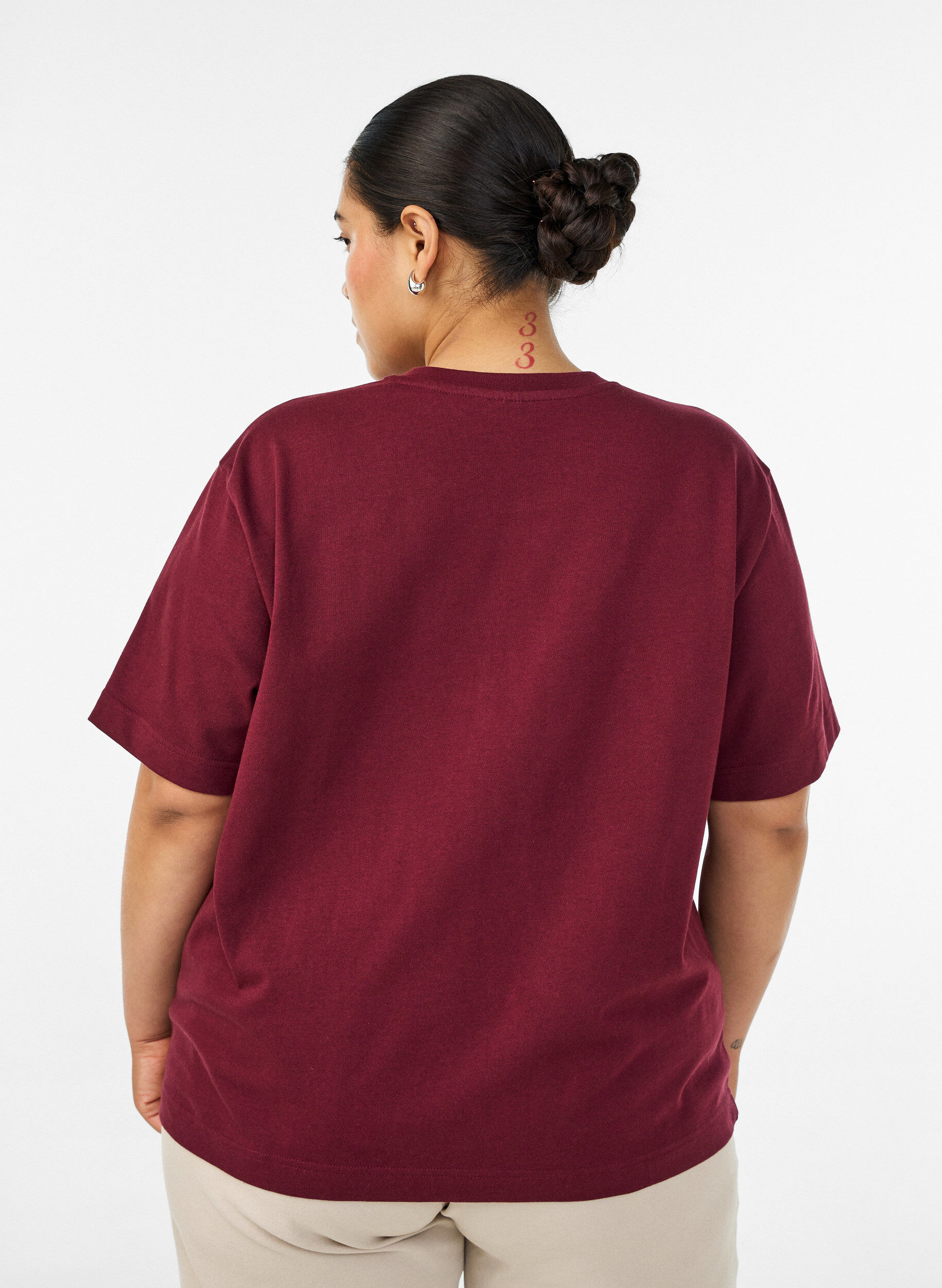 ZizziBoxy katoenen T-shirt, Rood, Model image number 2