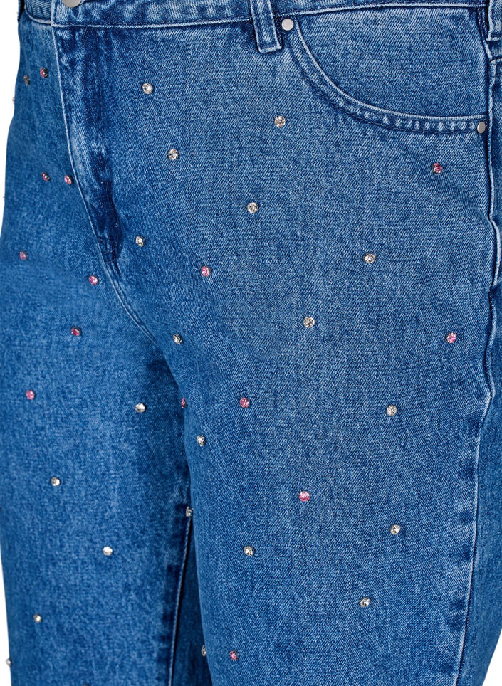 Hoog getailleerde Gemma jeans met strass-steentjes, Blauw, Packshot image number 2