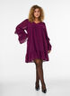Korte jurk met transparante ruchesmouwen, Paars, Model image number 1