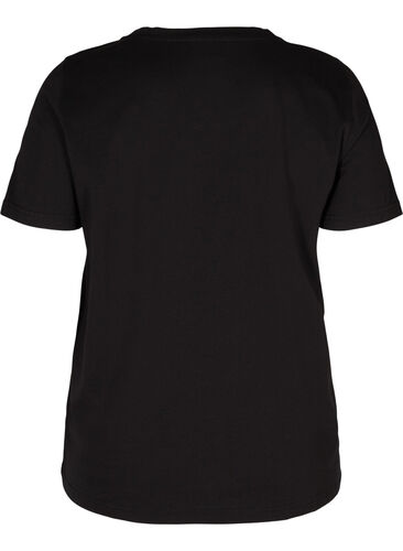 Katoenen t-shirt met print op de borst, Black LADIES 98, Packshot image number 1
