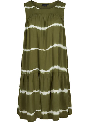 Viscose midi-jurk met print, Ivy Green Batik, Packshot image number 0