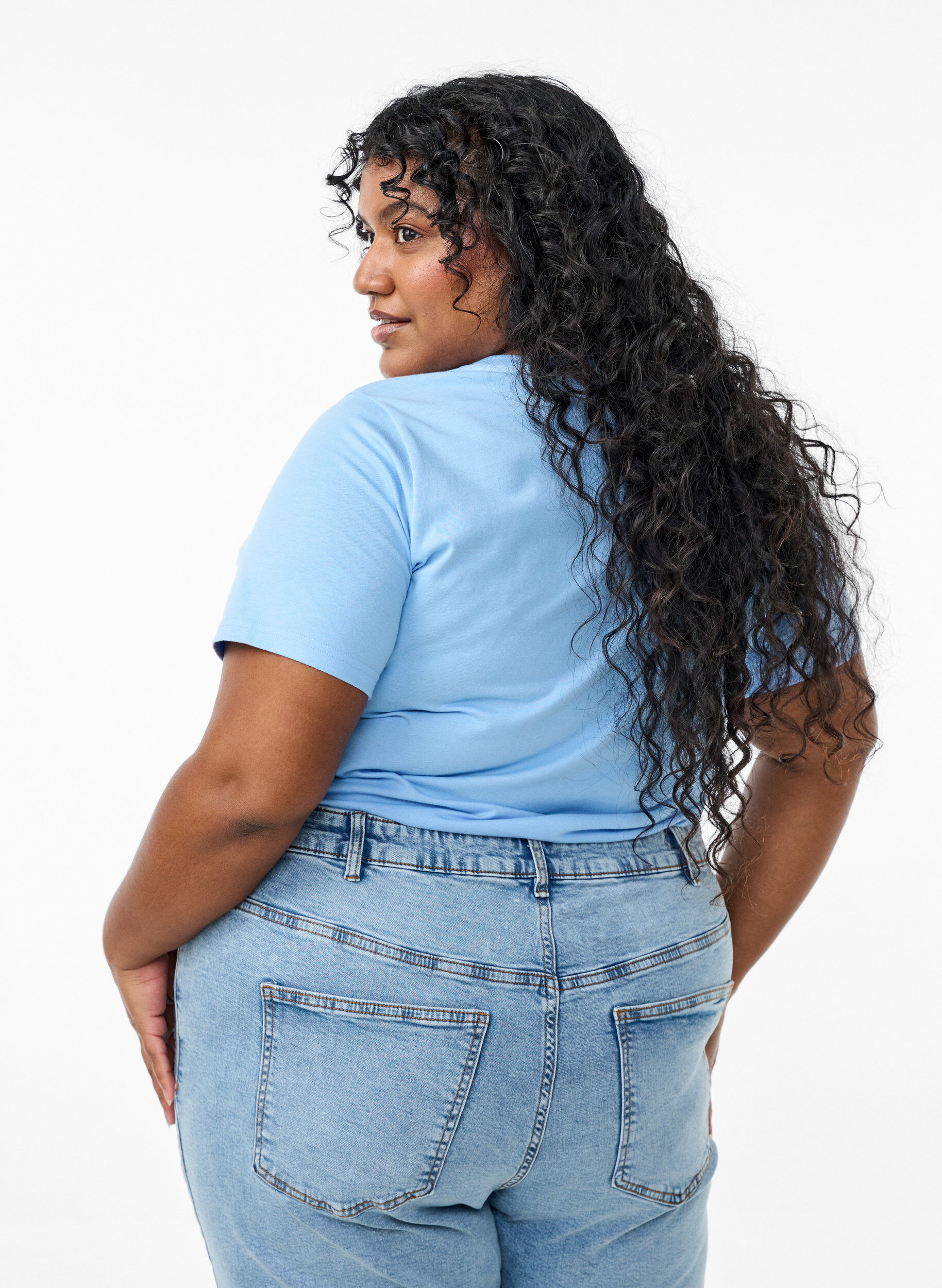 Zizzi T-shirt met decoratieve details, Blauw, Model image number 2