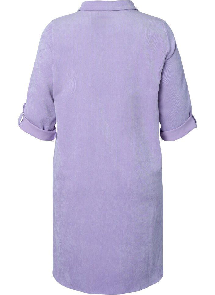 Fluwelen jurk met 3/4 mouwen en knopen, Wisteria, Packshot image number 1