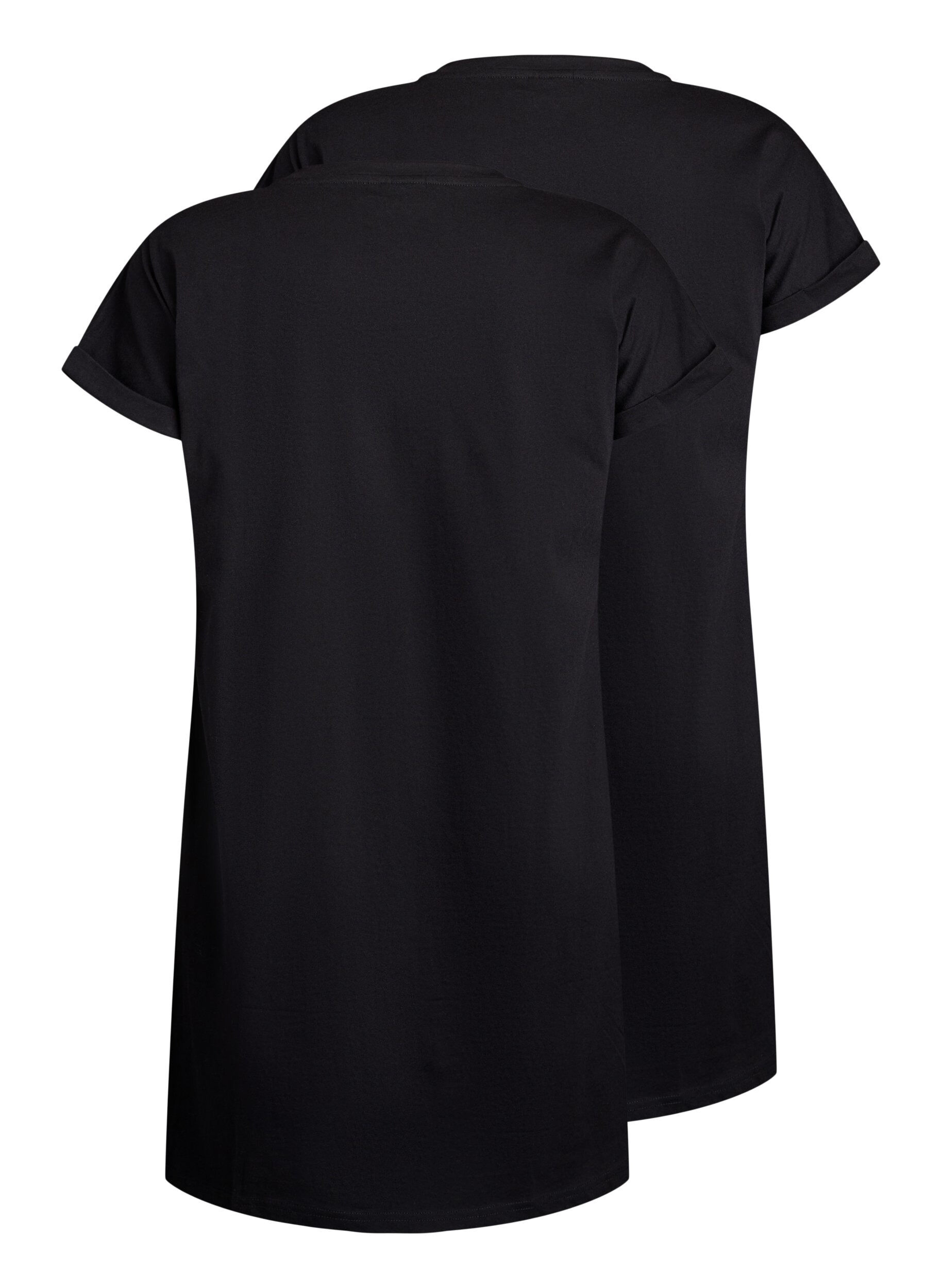 Zizzi 2-pack T-shirtjurk met korte mouwen, Zwart, Packshot image number 1