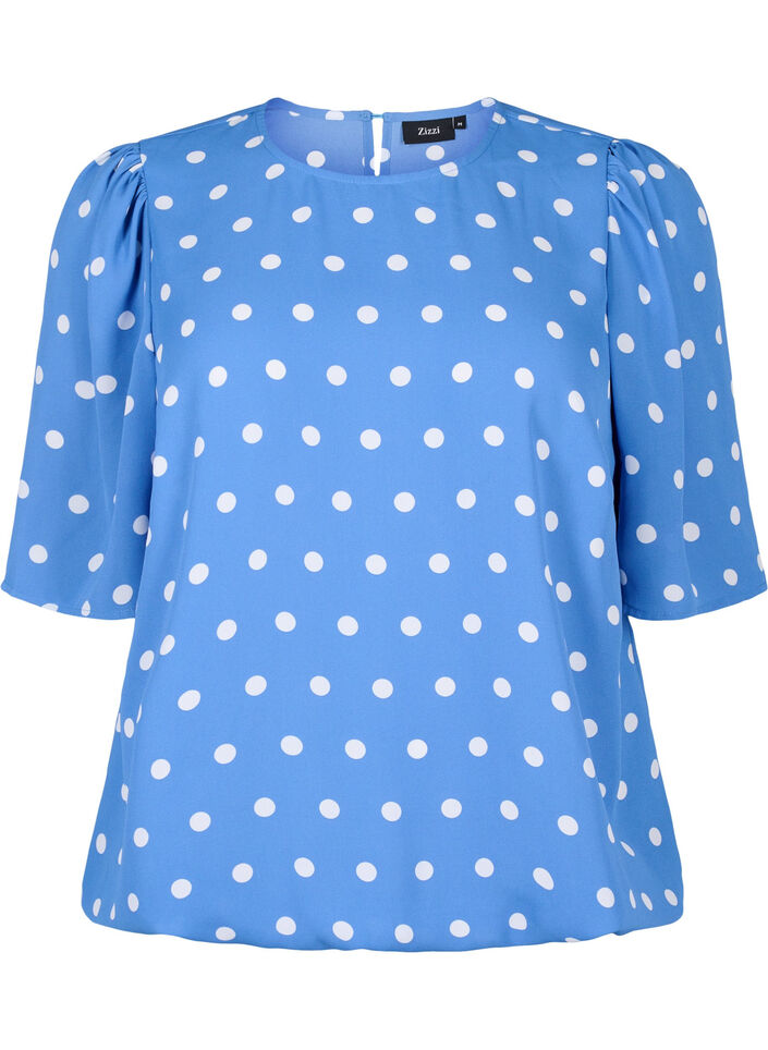 Gestippelde blouse met korte mouwen, River S. White Dot, Packshot image number 0