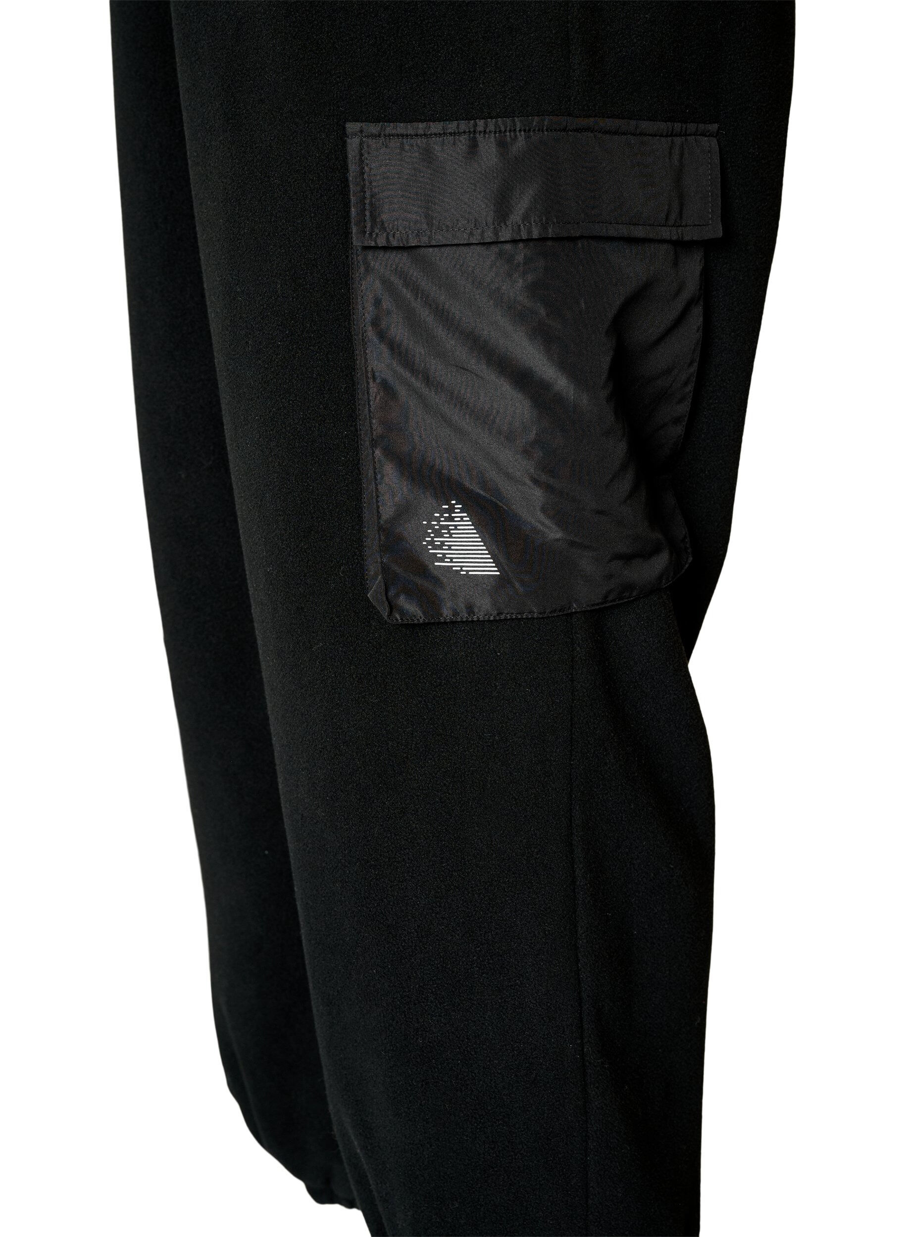 ZizziFleece joggingbroek met cargozakken, Zwart, Packshot image number 3