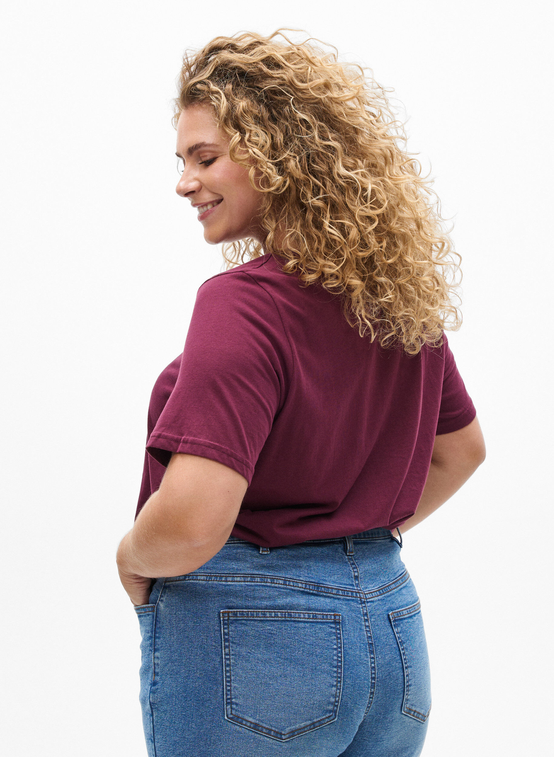 Zizzi T-shirt met print, Rood, Model image number 2