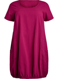 Katoenen jurk met korte mouwen, Rood