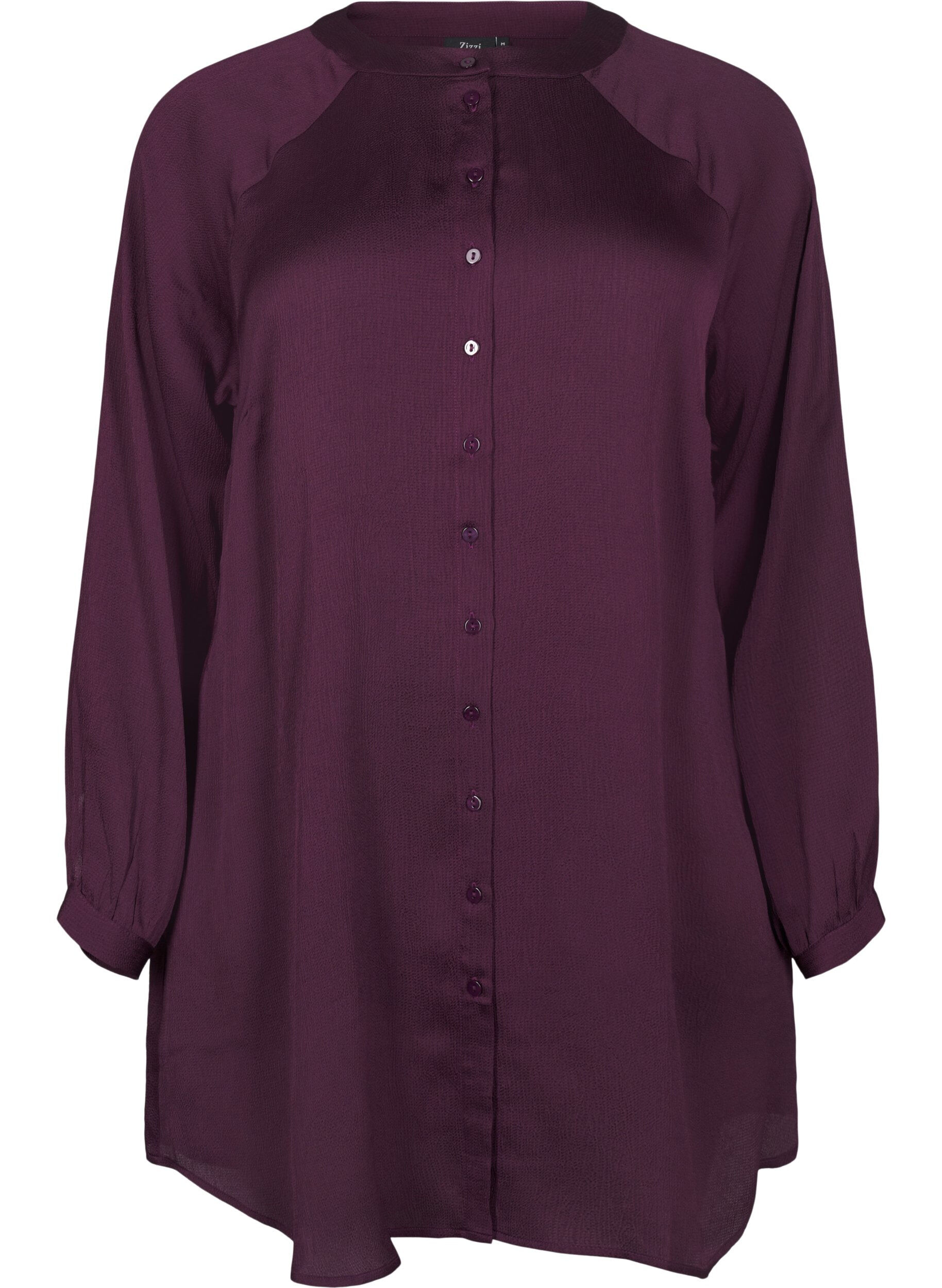 Zizzi Lange blouse met knopen en lange mouwen, Potent Purple, Packshot image number 0
