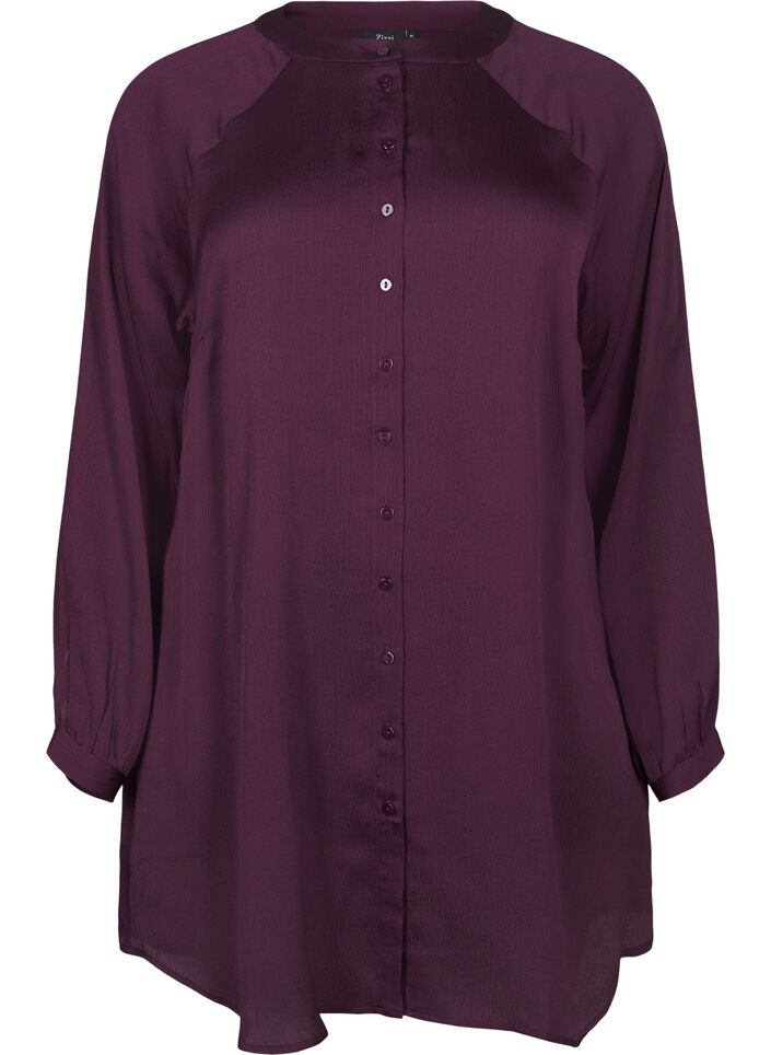 Lange blouse met knopen en lange mouwen, Potent Purple, Packshot image number 0