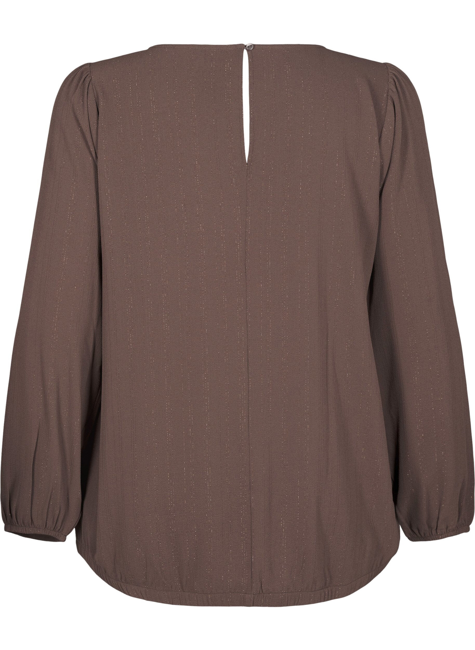 Zizzi Blouse met zilveren glitter, Bruin, Packshot image number 1