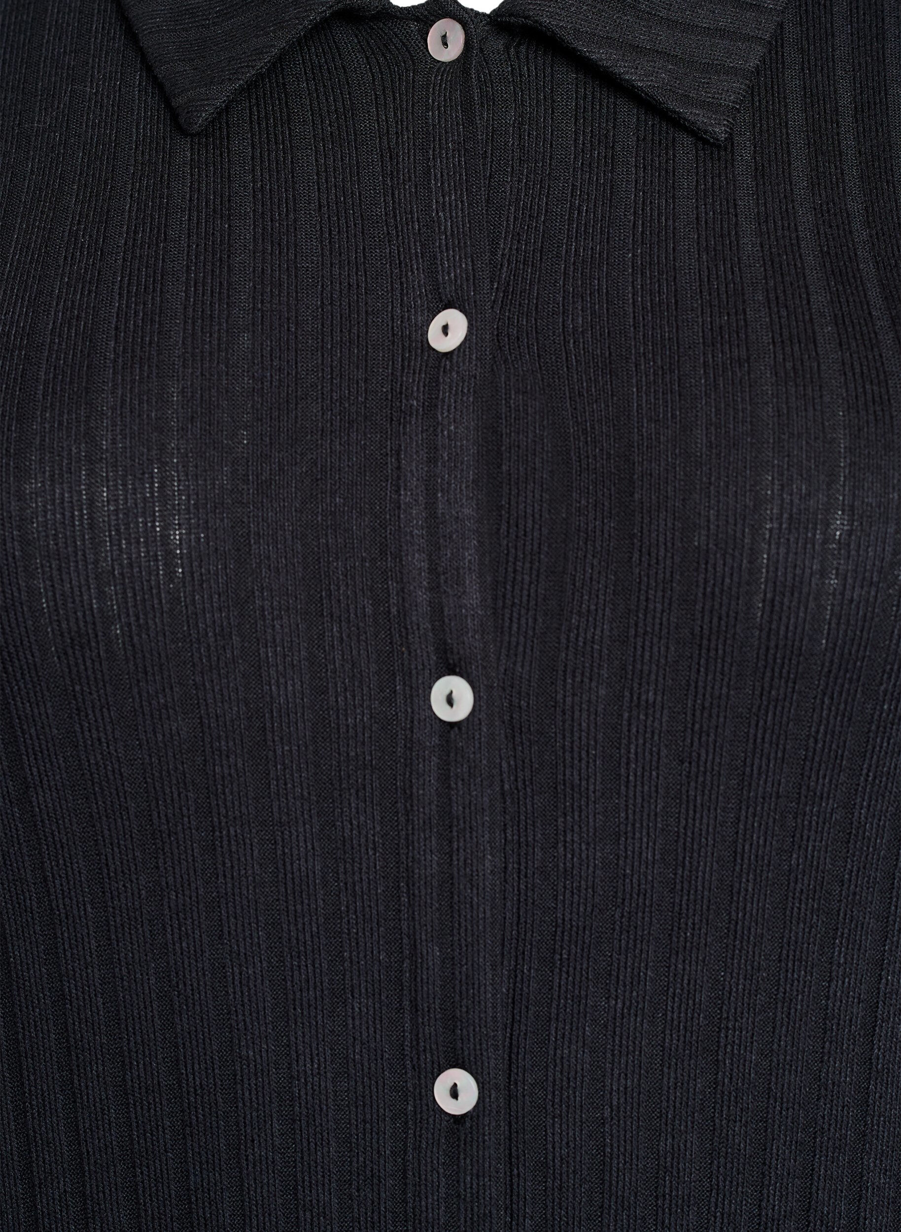 Zizzi Jersey overhemdjurk met kniehoogte en korte mouwen, Zwart, Packshot image number 2