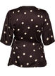 Polkadot viscose blouse met V-hals en striksluiting, Bruin, Packshot image number 1