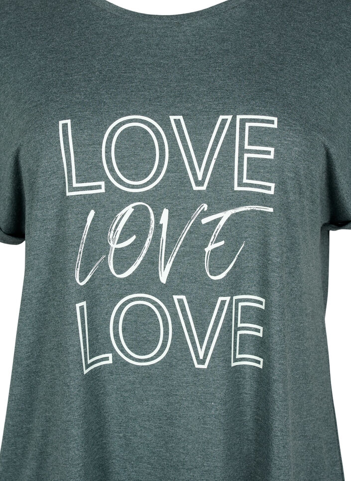 Nachtjapon met korte mouwen en tekstopdruk, , Packshot image number 2