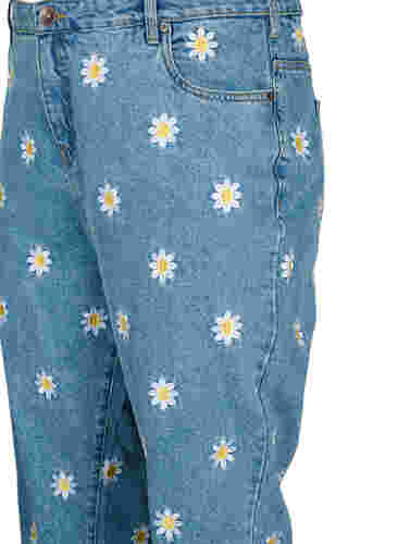 Cropped Mille jeans met geborduurde bloemen, Light Blue Flower, Packshot image number 2